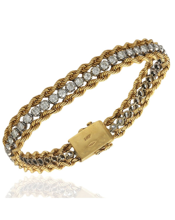 Diamond Rope Inline Bracelet in Yellow Gold