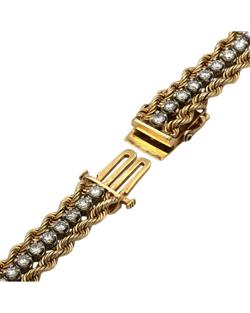 Diamond Rope Inline Bracelet in Yellow Gold