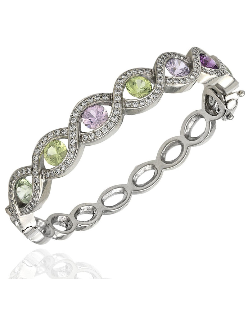 Gauthier Multi Color Sapphire and Diamond Crossover Bangle