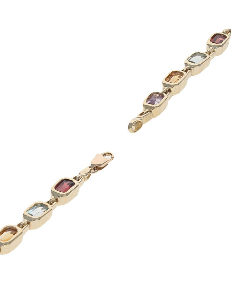 Multi Gemstone Link Bracelet in Yellow Gold