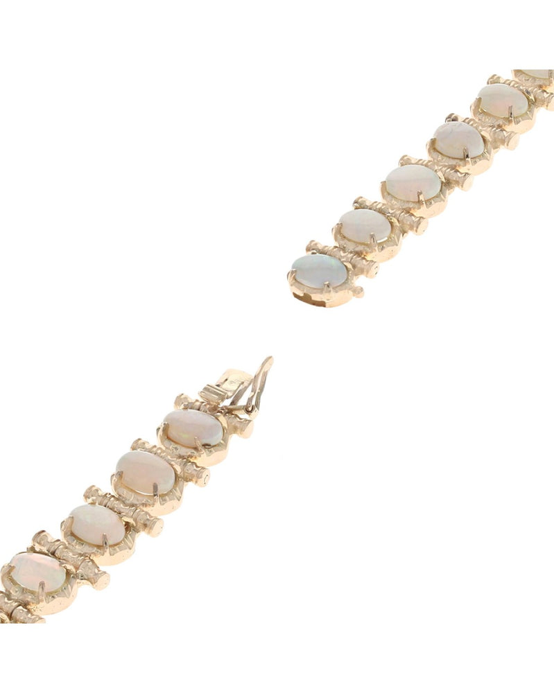 Ethiopian Oval Opal Bamboo Post Bracelet in Gold