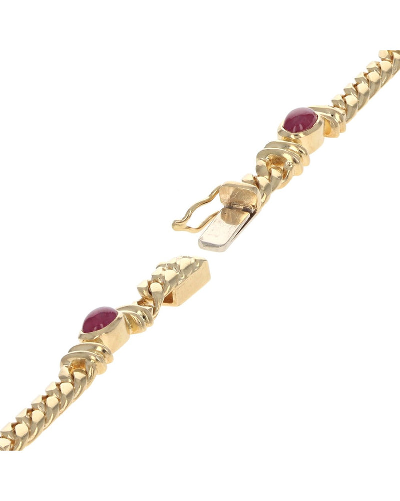 Alternating Ruby And Sapphire Curb Chain Bracelet