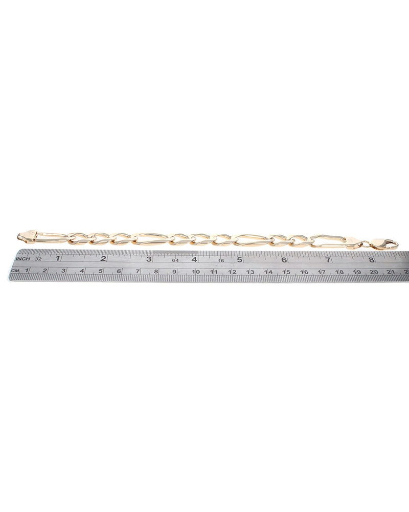 Gentlemans Figaro Link Chain Bracelet in Gold