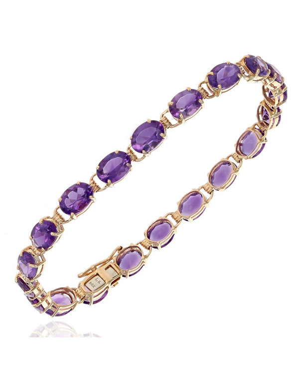 Amethyst Inline Bracelet in Yellow Gold