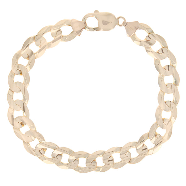 Flat Curb Chain Bracelet in Yellow Gold