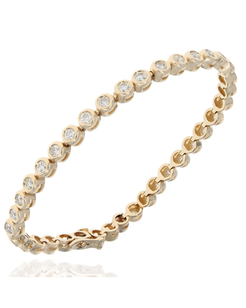 Bezel Set Diamond Inline Bracelet in Yellow Gold