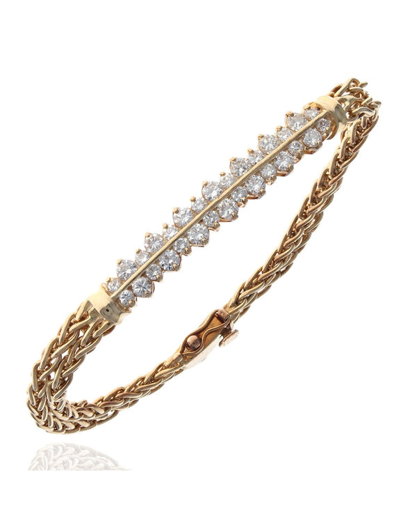 2 Row Diamond Station Chain Bracelet