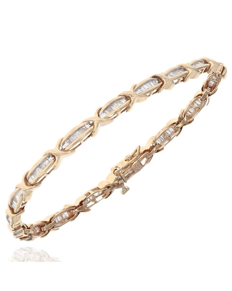 Diamond 'X' Link Bracelet in Yellow Gold