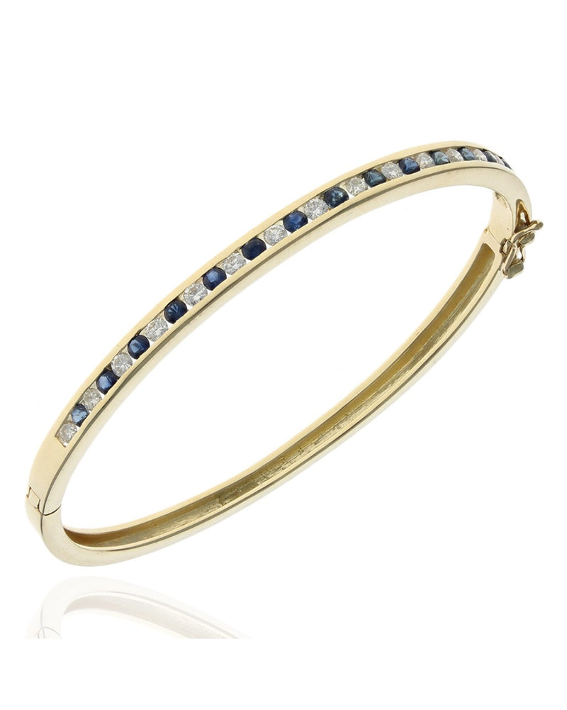 Alternating Sapphire and Diamond Bangle