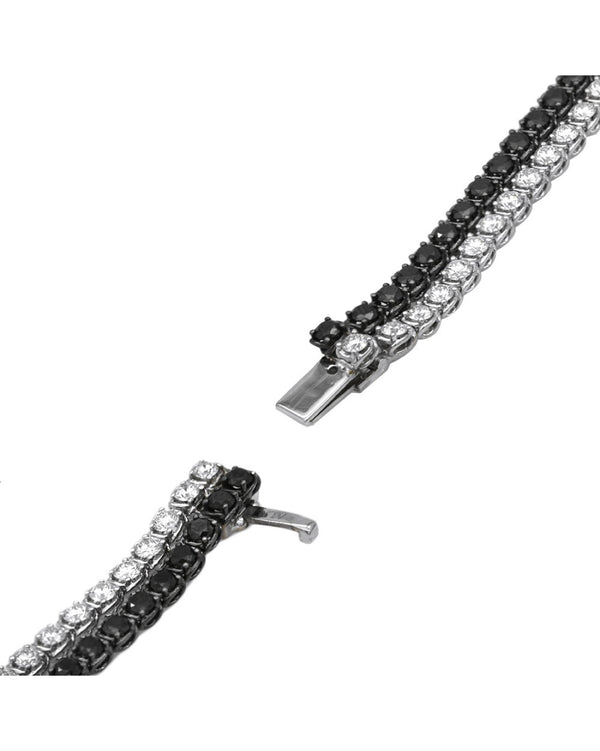 Black and White Diamond 2 Row Crossover Bracelet