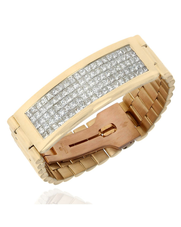 Gentlemans Rolex Style Diamond Station Bracelet