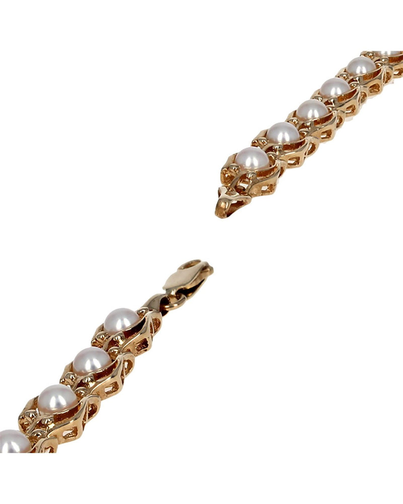 Pearl Oval Link Bracelet in Gold