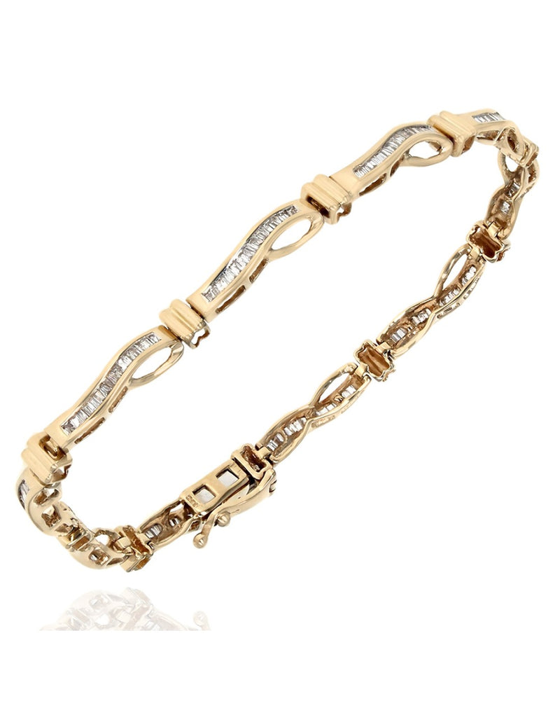 Diamond Infinity Link Bracelet in Yellow Gold