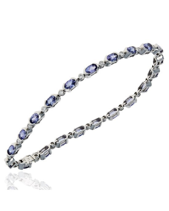 Alternating Tanzanite and Diamond Inline Bracelet