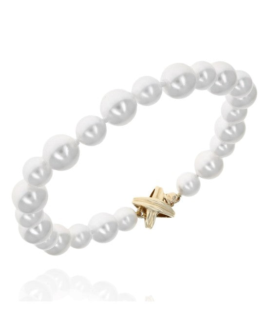 Akoya Pearl Bracelet with X Clasp