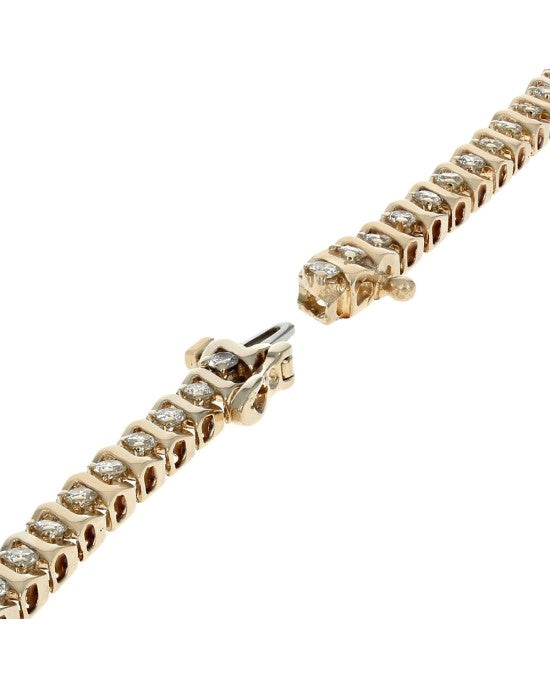 Alternating Diamond Z Link Inline Bracelet in Yellow Gold