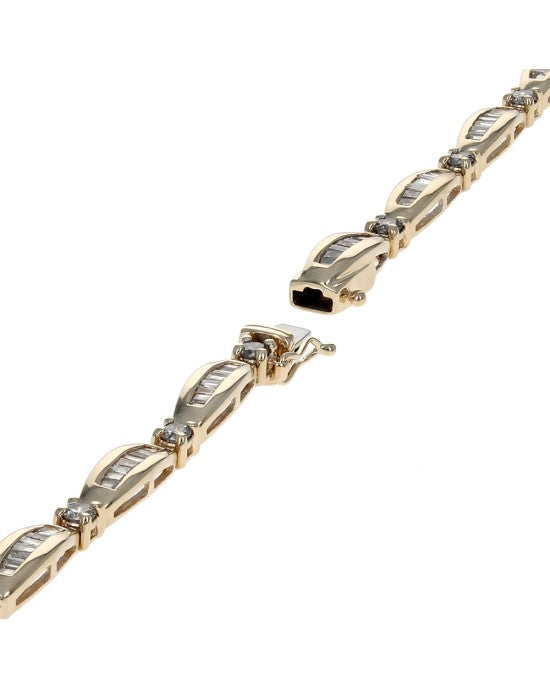 Alternating Round and Baguette Diamond Inline Bracelet