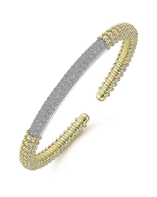 Gabroel & Co. Bujukan Collection Diamond Pave Bar Station Beaded Cuff