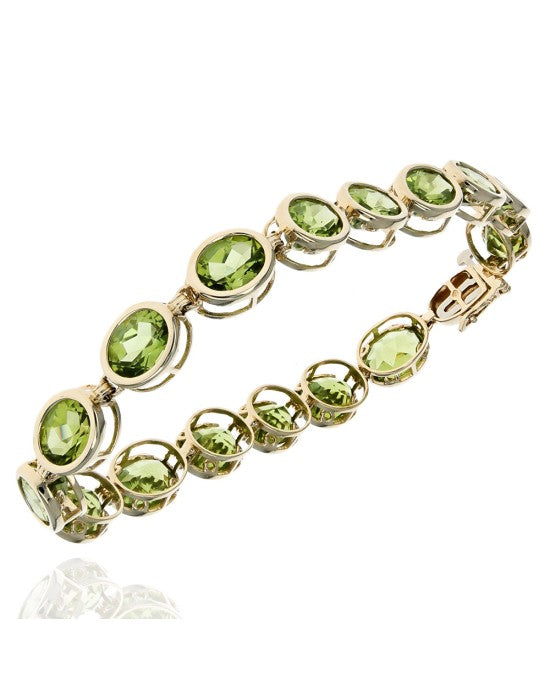 Peridot Inline Bracelet in Yellow Gold