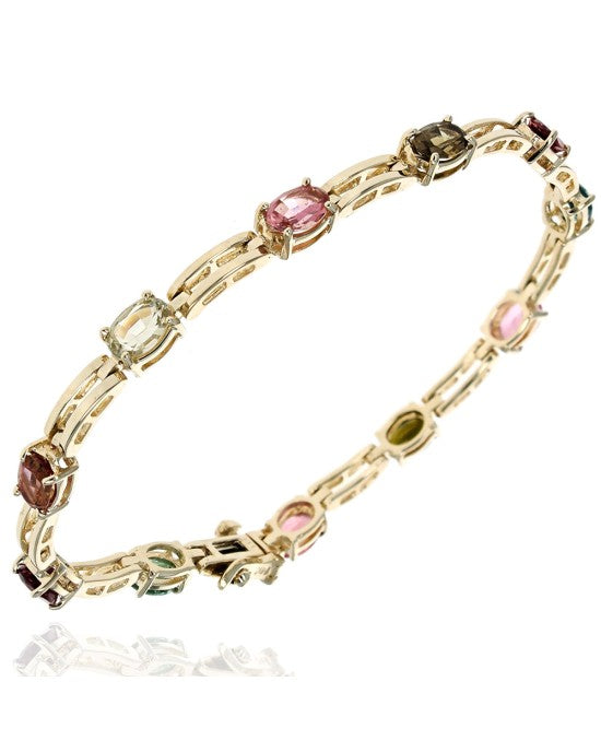 Multi Color Tourmaline Inline Bracelet