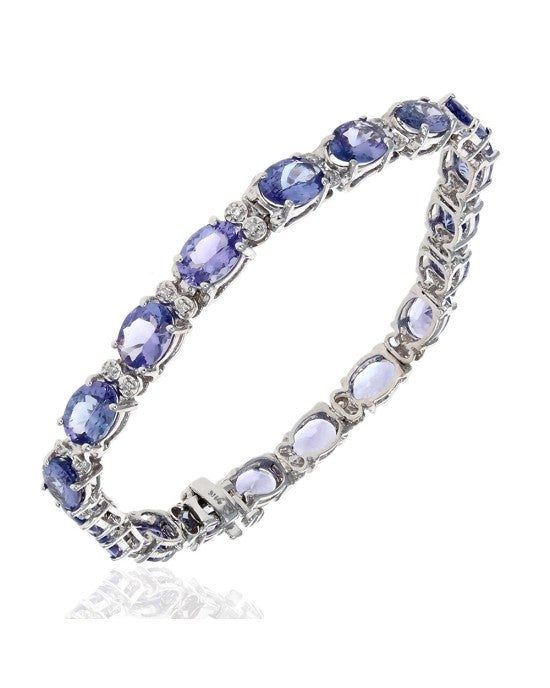 Alternating Tanzanite and Diamond Inline Bracelet