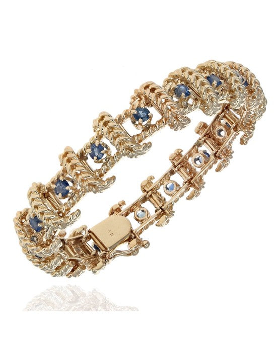 Sapphire Rope Motif Bracelet in Yellow Gold