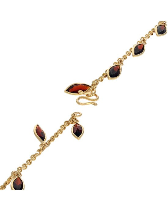 Marquise Shaped Garnet Drop Station Bracelet