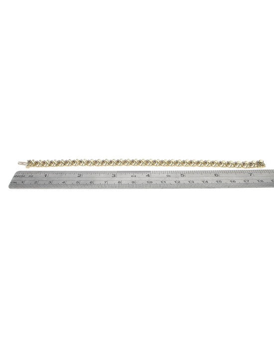 Diamond Crossover Link Inline Bracelet in Yellow Gold