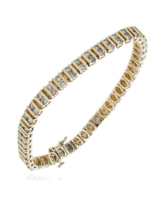 Bar Set Round Diamond Inline Bracelet