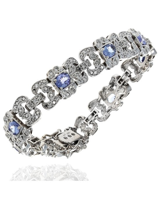 Tanzanite and Diamond Buckle Link Bracelet