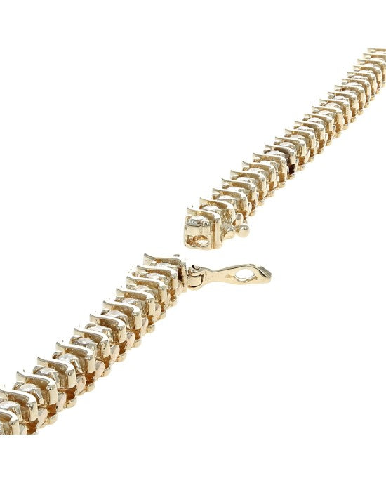 Alternating Diamond S Link Inline Bracelet in Yellow Gold