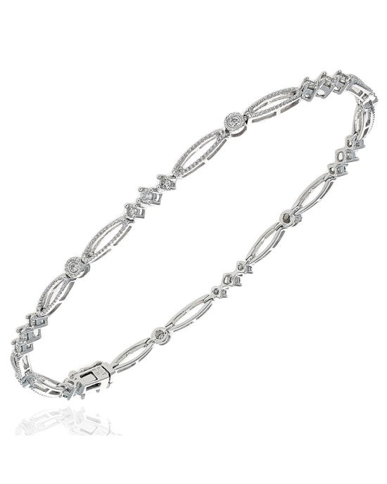 Diamond and Open Marquise Link Inline Bracelet