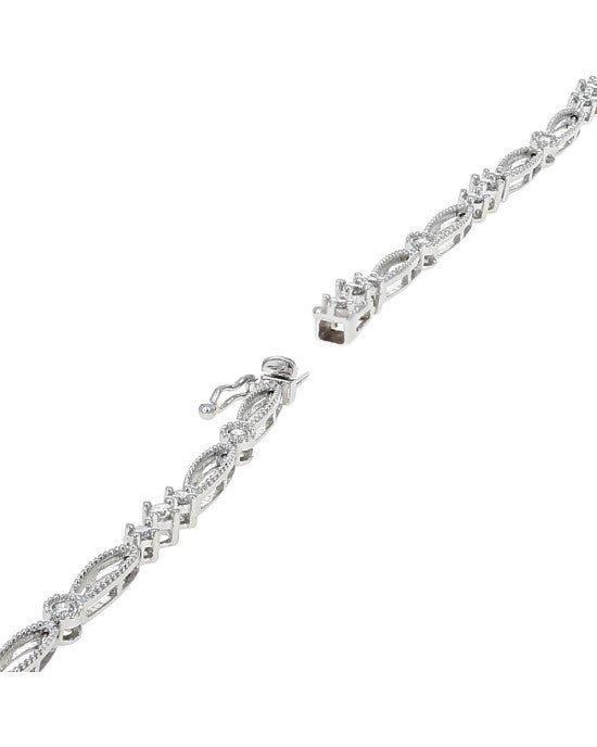 Diamond and Open Marquise Link Inline Bracelet