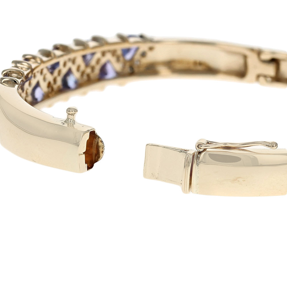 Trillion Tanzanite and Diamond Zig Zag Motif Bangle