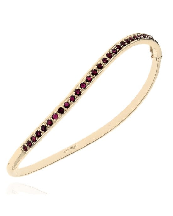 Ruby Wave Bangle Bracelet in Gold