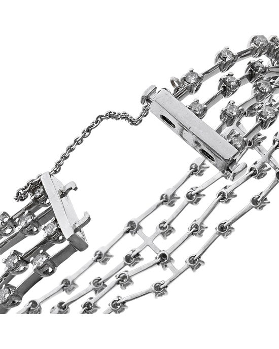 4 Row Diamond Fence Motif Bracelet