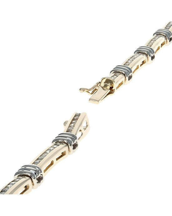 Diamond Bar and Fluted Station Inline Bracelet