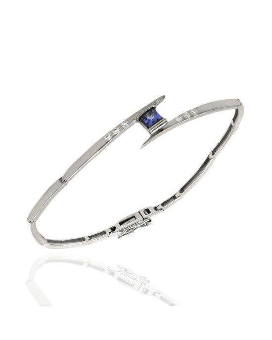 Tanzanite and Diamond Bypass Station Link Bracelet