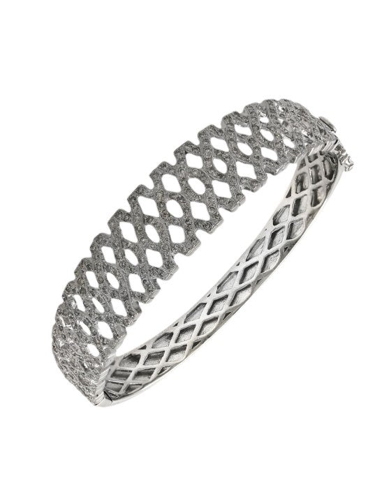 Diamond Pave Crossover Tapered Bangle Bracelet