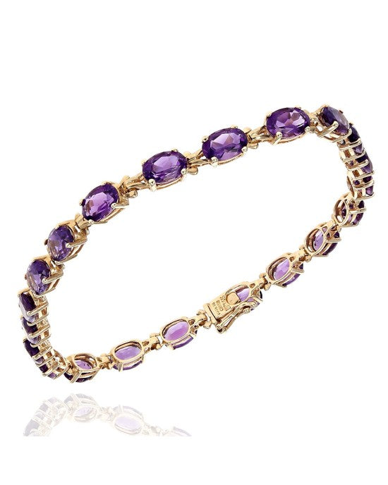 Amethyst Inline Bracelet in Yellow Gold