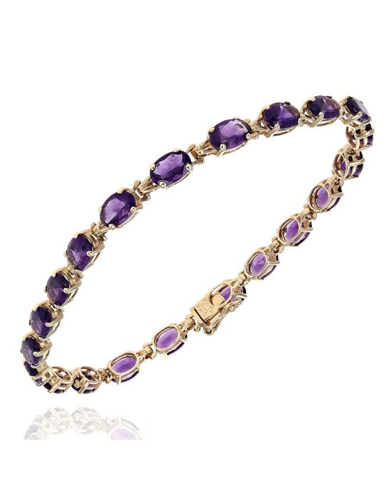 Amethyst Inline Bracelet in Yellow Gold