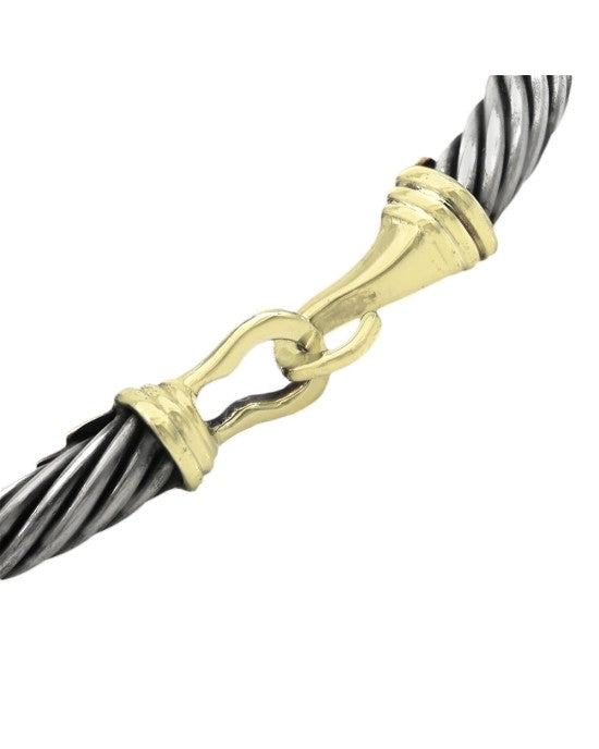 David Yurman Buckle Classic Cable Bangle in Silver and Gold