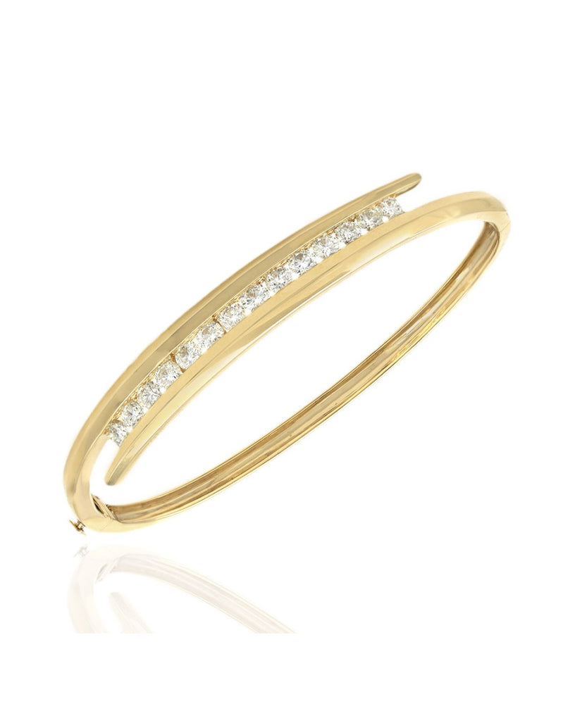 Diamond Bypass Hinged Bangle Bracelet