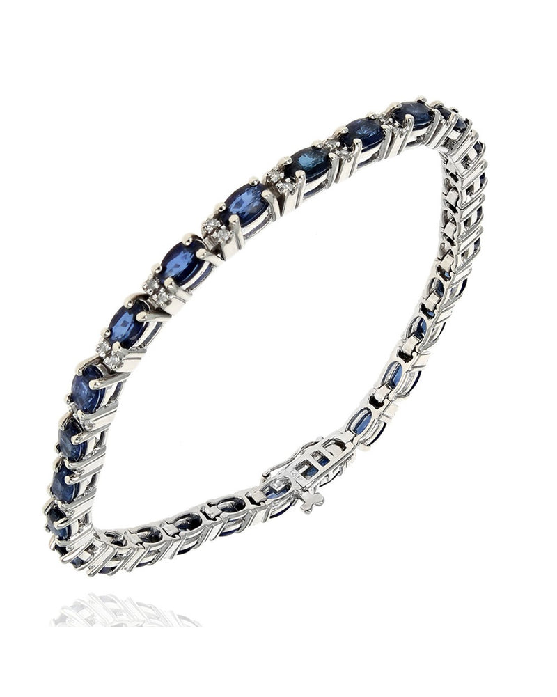 Alternating Sapphire and Diamond Inline Bracelet