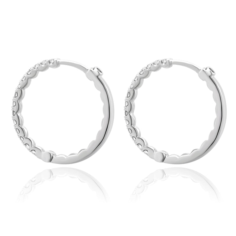 Roberto Coin 18 Karat White Gold Small Diamond Hoop Earrings