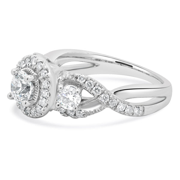 14 Karat White Gold Round Diamond Engagement Ring