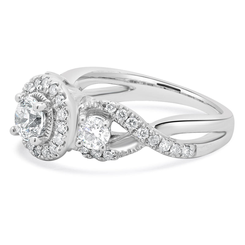 14 Karat White Gold Round Diamond Engagement Ring