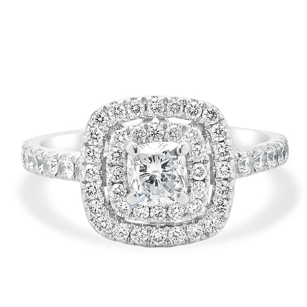 Neil Lane 14 Karat White Gold Cushion Cut Diamond Engagement Ring