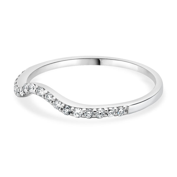 14 Karat White Gold Diamond Contoured Band