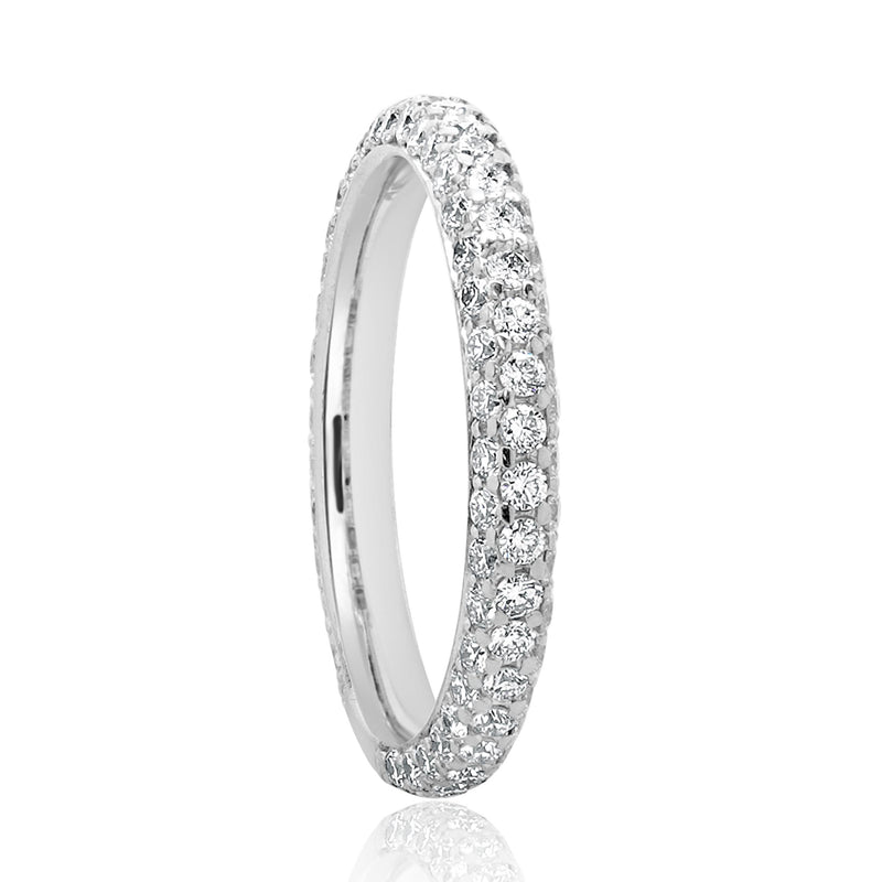 18 Karat White Gold Micro Pave Diamond Band